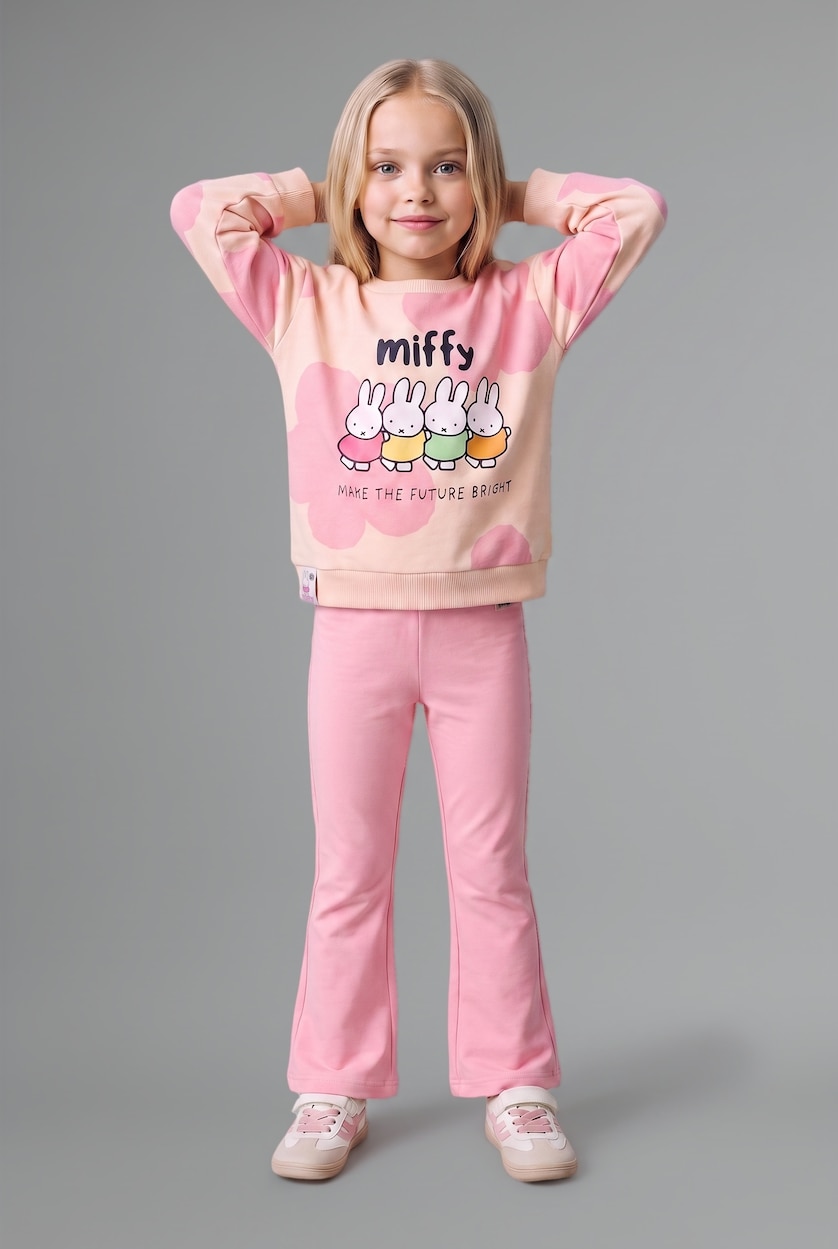 Baby Girls Ecru 2 piece Regular Fit Crew Neck Set