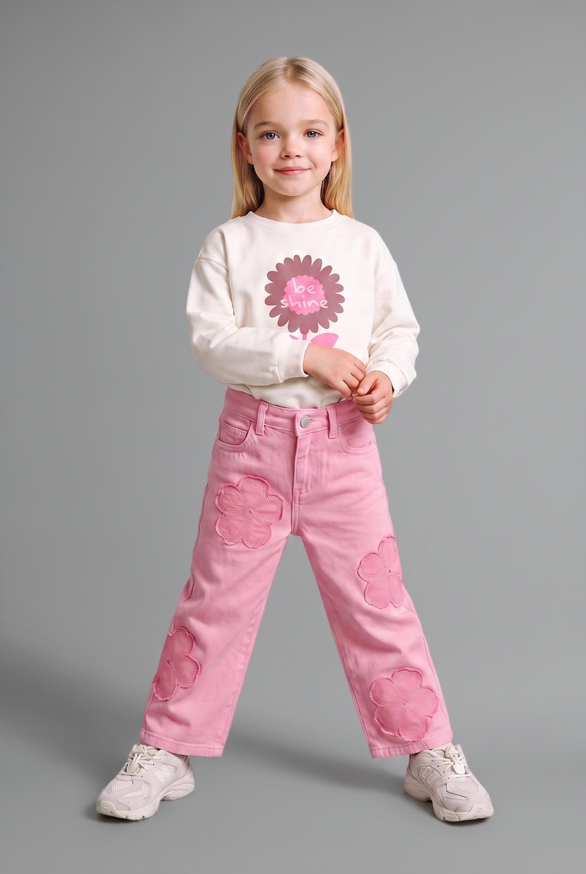 BABY GIRL Pink Baby Girl Wide Leg Jeans