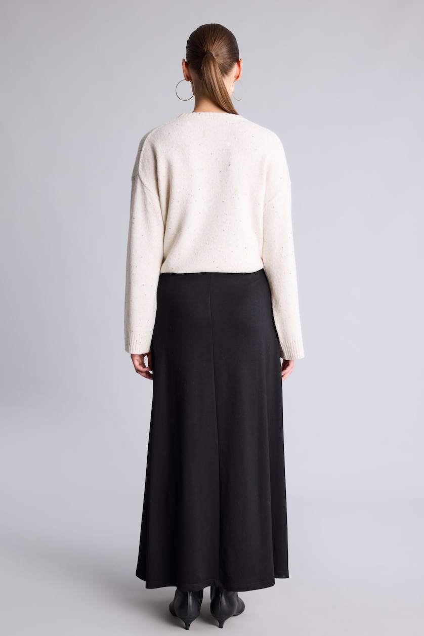 WOMAN Black A-Line Elastic Waist Maxi Skirt