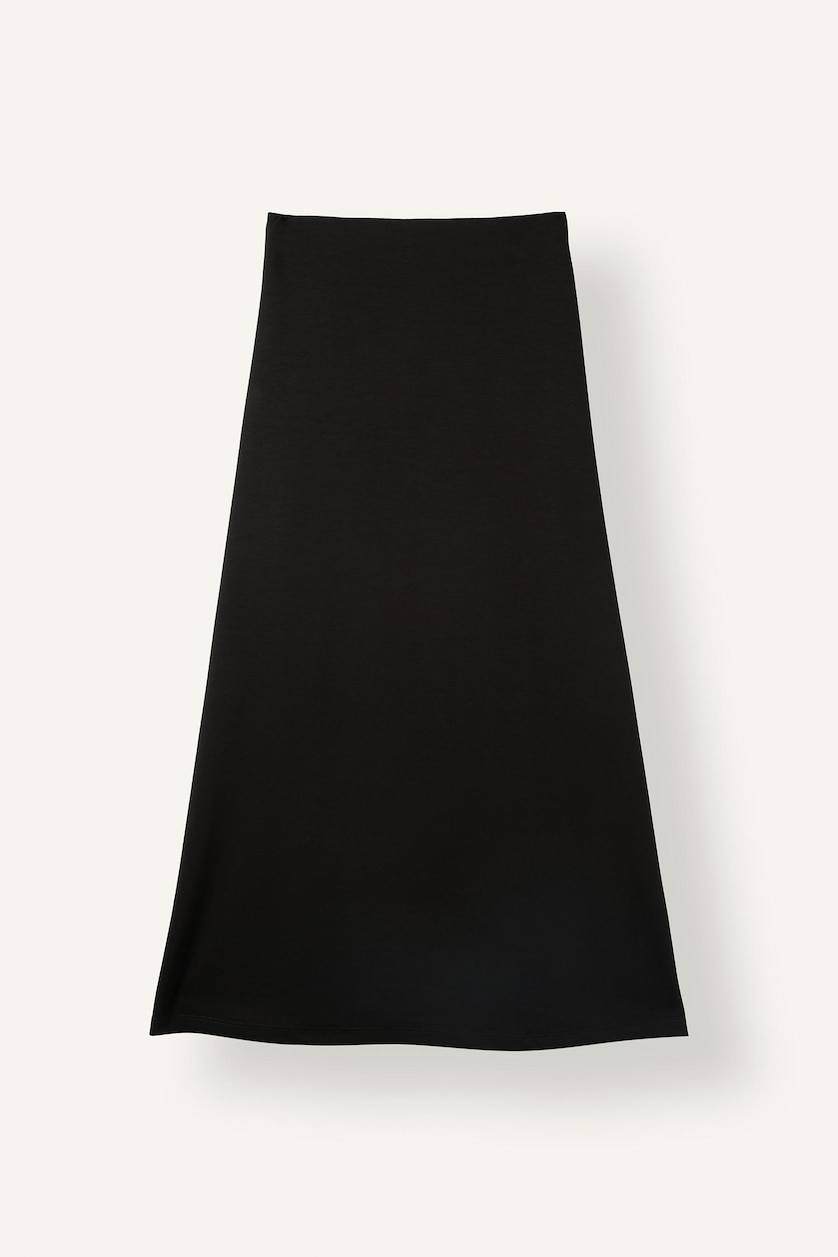 WOMAN Black A-Line Elastic Waist Maxi Skirt