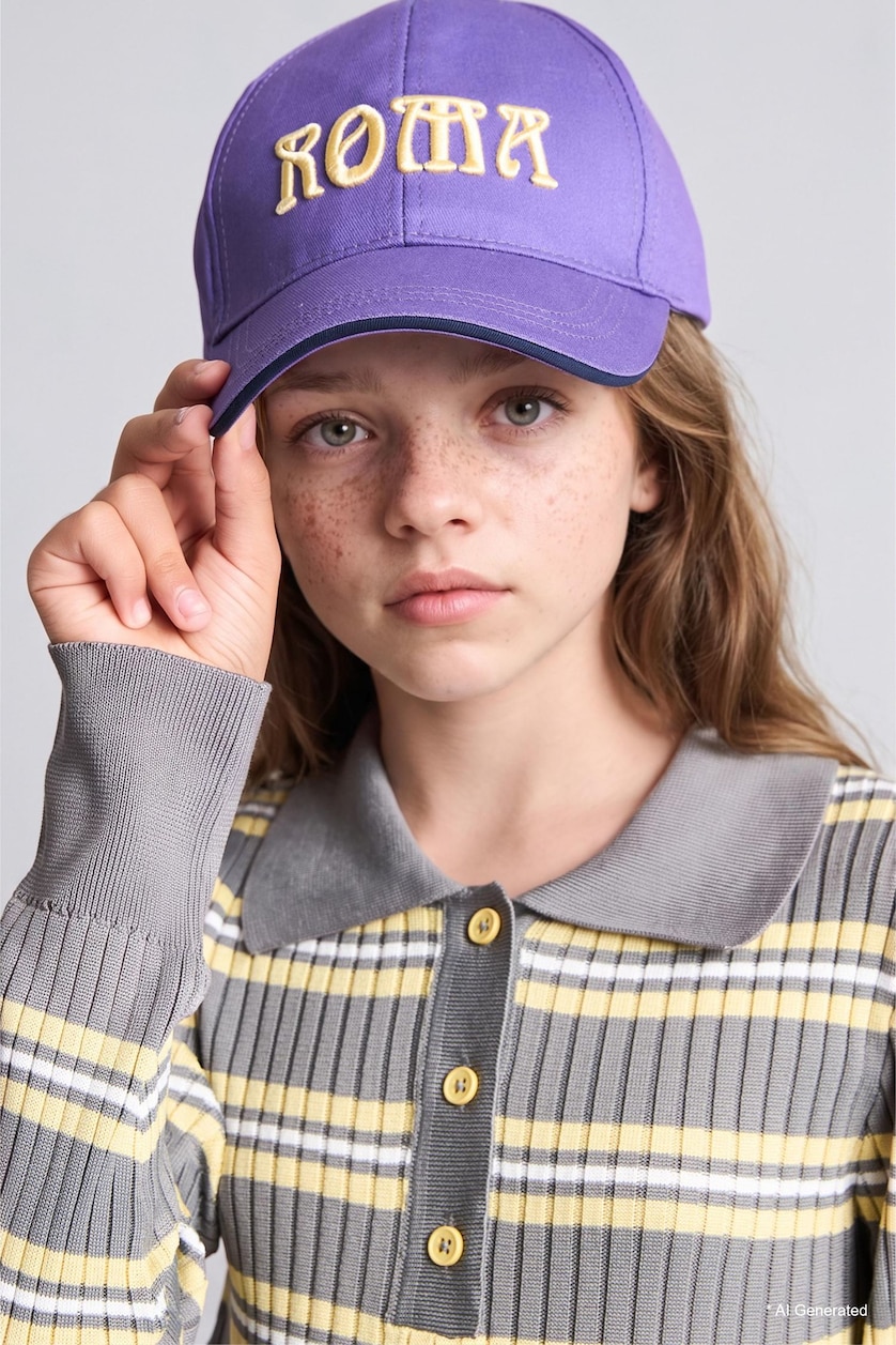 GIRLS & TEENS Purple Girl Embroidered Cotton Baseball Cap