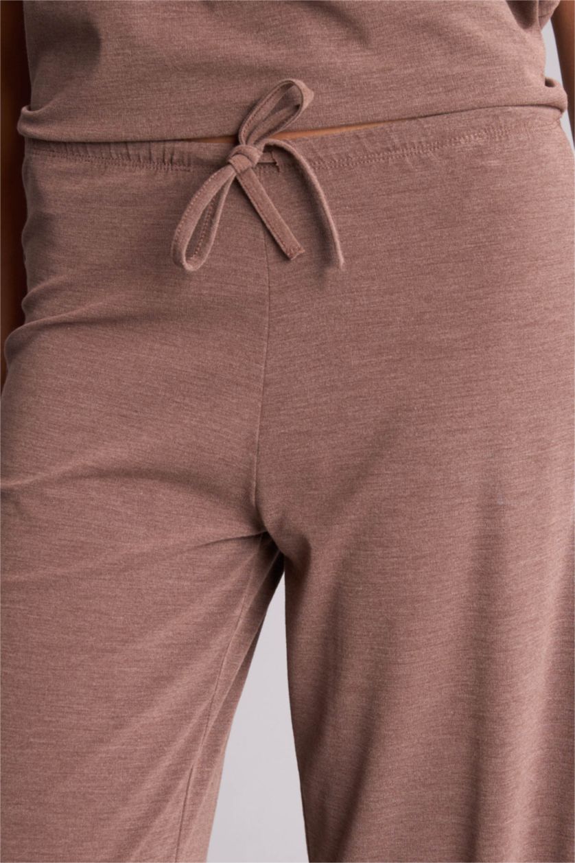 Women Light Brown Wide Leg Crepe Trousers