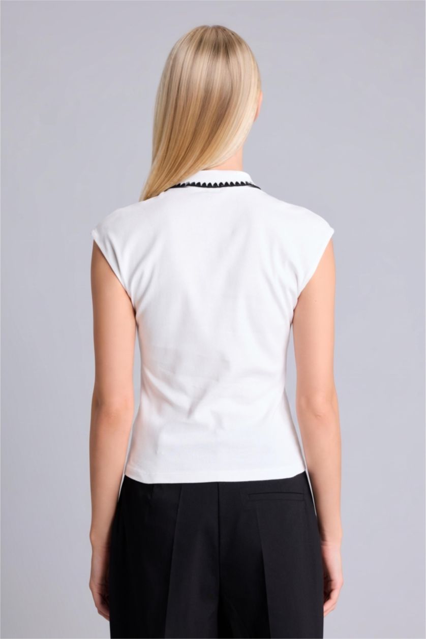 Woman Ecru Regular Fit Ribana Short Sleeve T-Shirt