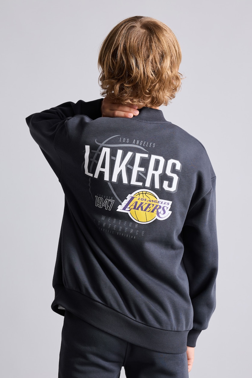 BOYS & TEENS Dark Anthracite New Regular Fit Crew Neck NBA Los Angeles Lakers Licensed Cardigan
