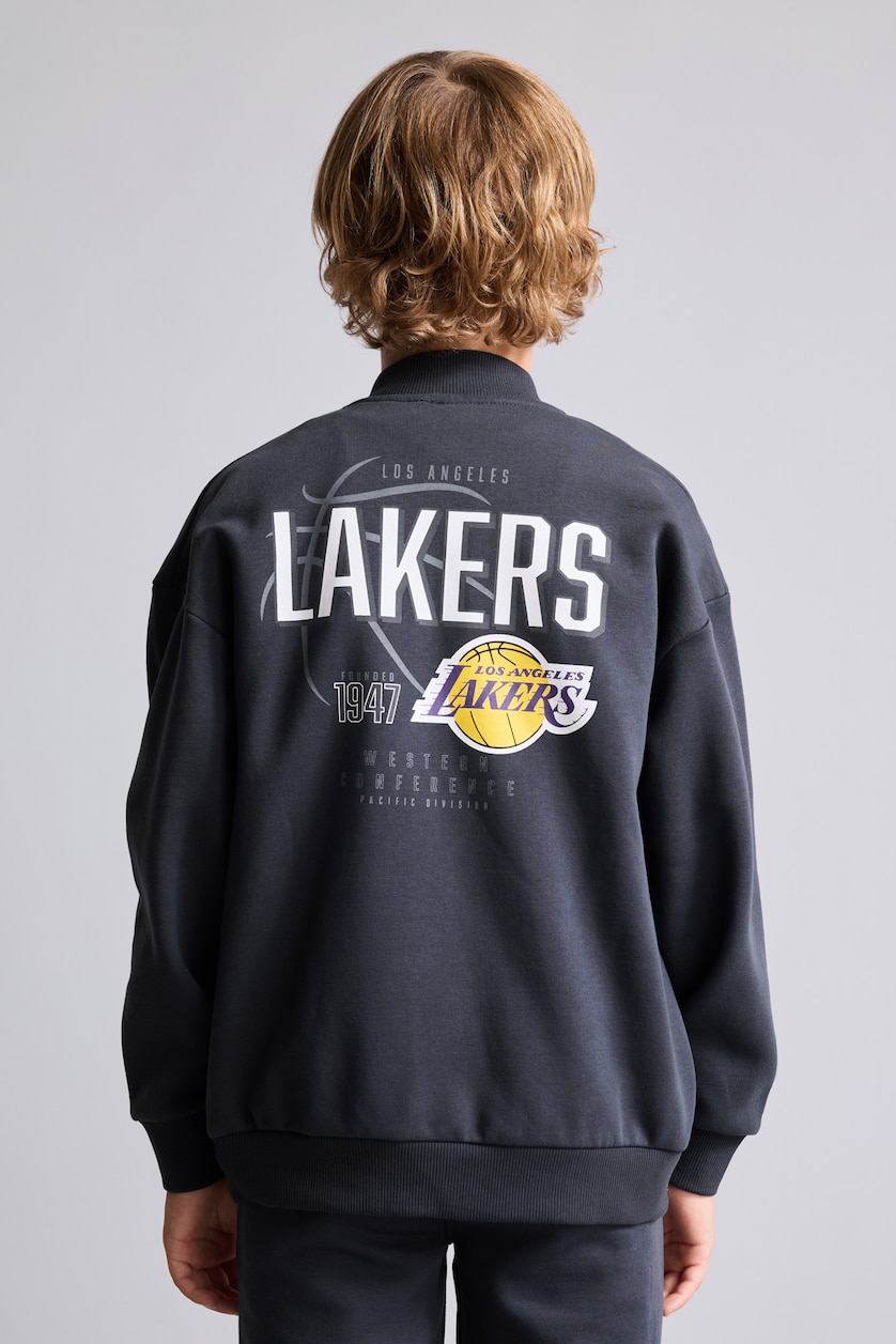 BOYS & TEENS Dark Anthracite New Regular Fit Crew Neck NBA Los Angeles Lakers Licensed Cardigan