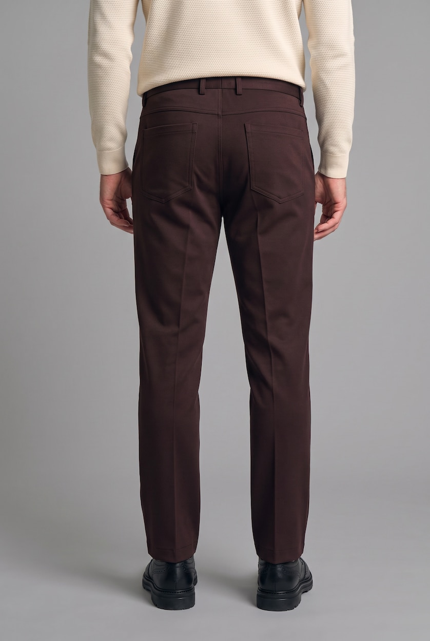 MAN Brown Relax Fit Elastic Waist Front Seam Straight Leg Sweatpants