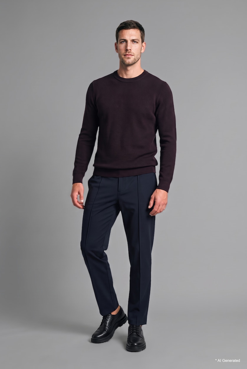 Men NAVY Relaxed Fit Elastic Waist Straight Trousers