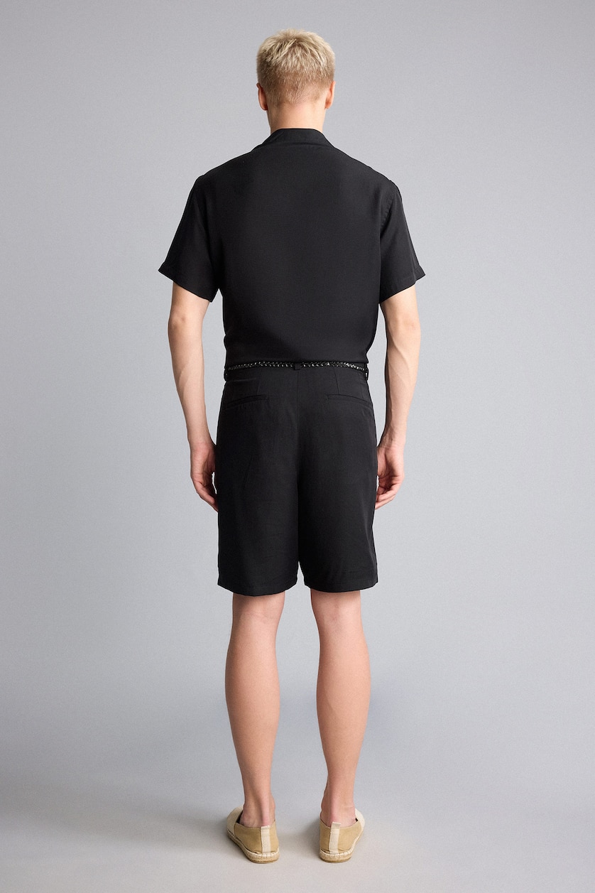 Erkek Siyah Baggy Fit Bermuda Şort