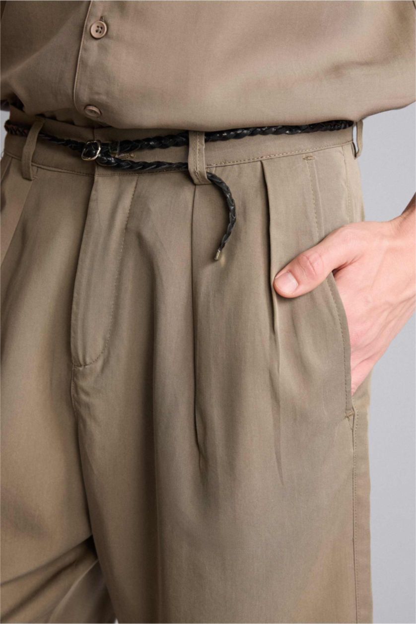 Erkek Meşe Yeşili Baggy Fit Bermuda Şort