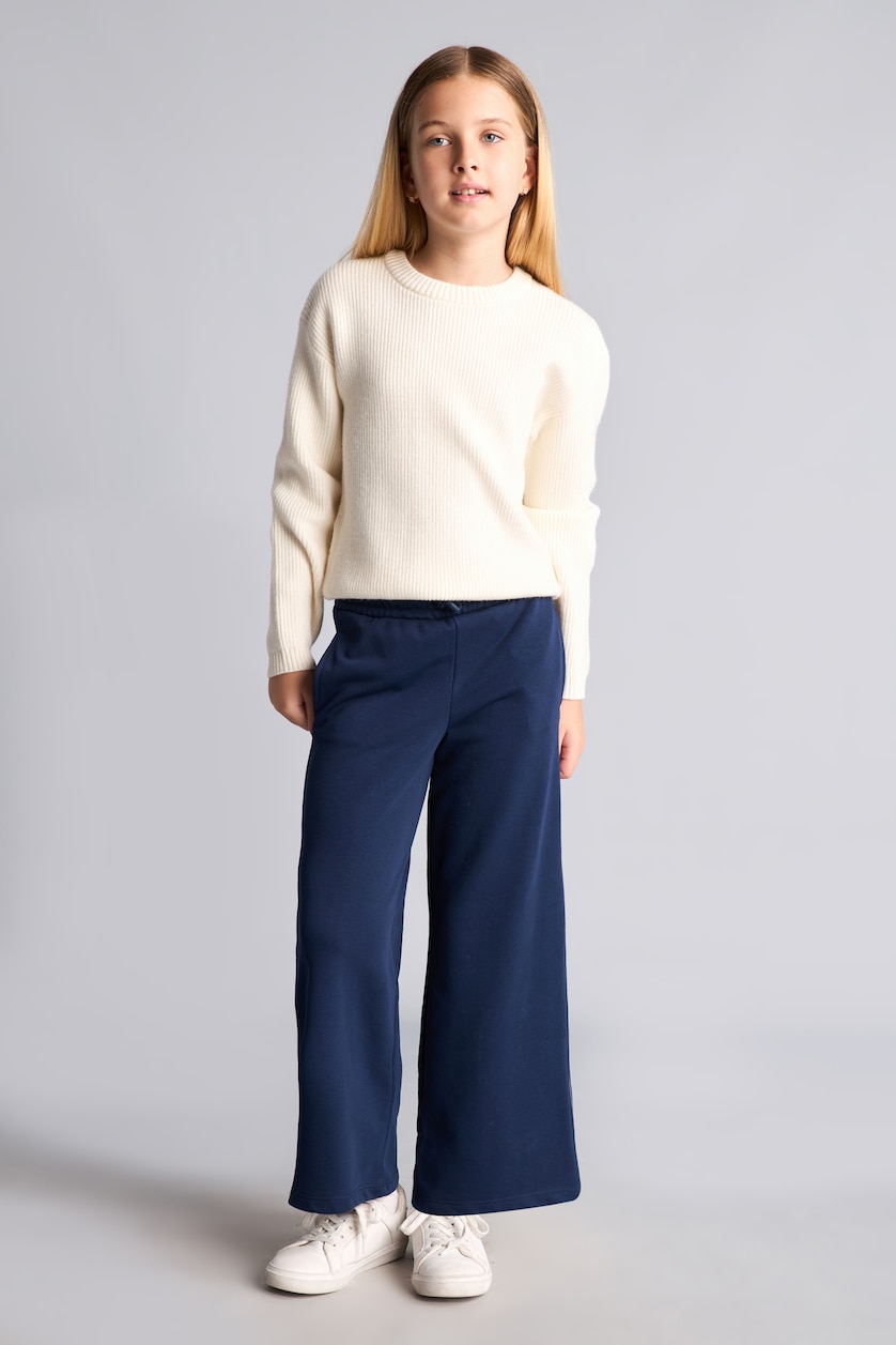 Young Girls - Teen Girls NAVY Girl Waist Wide Leg Sweatpants