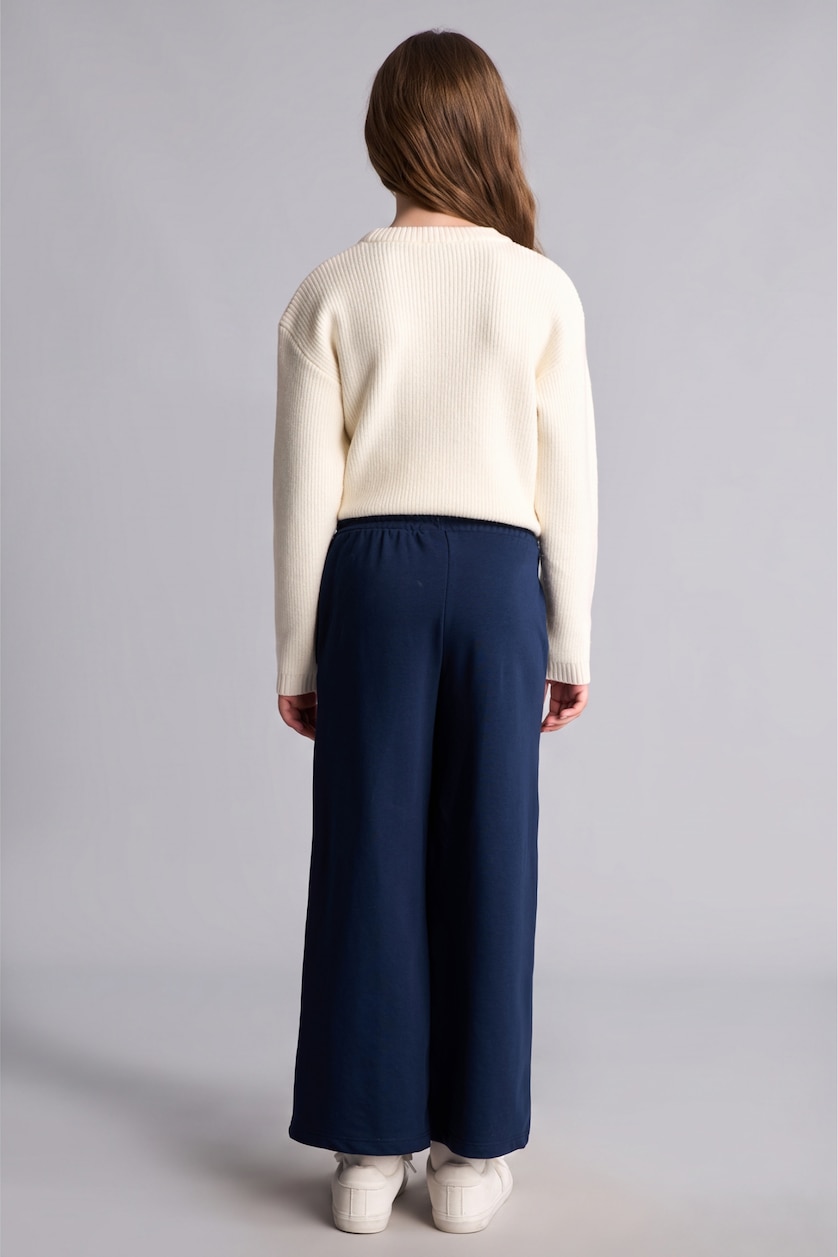 Kız Çocuk - Genç Kız Lacivert Cepli Wide Leg Pantolon Kız Çocuk