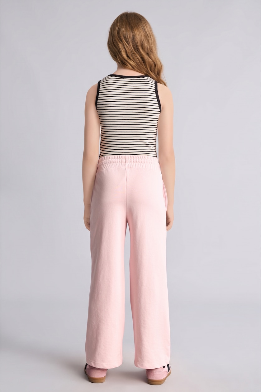 Kız Çocuk - Genç Kız Pembe Bağcıklı Wide Leg Kız Çocuk Eşofman Altı
