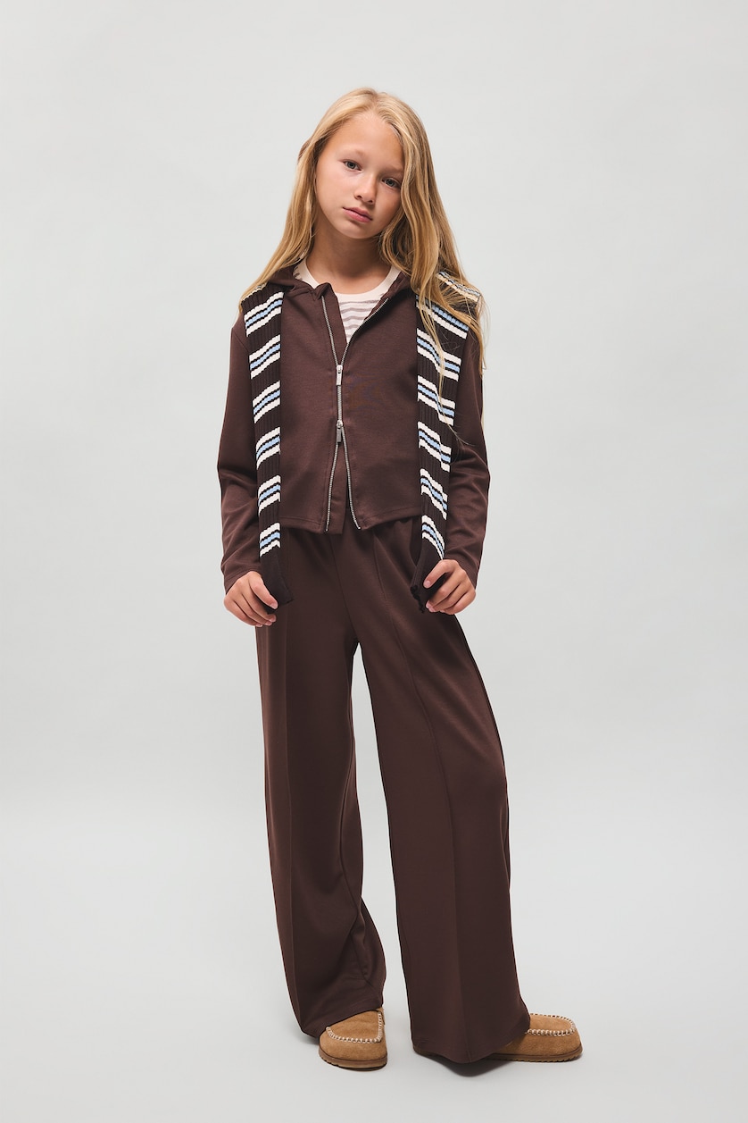 GIRLS & TEENS Brown Girl Wide Leg Modal Elastic Waist Sweatpants