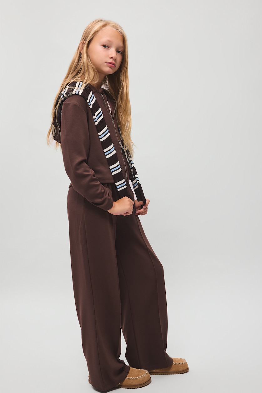 GIRLS & TEENS Brown Girl Wide Leg Modal Elastic Waist Sweatpants