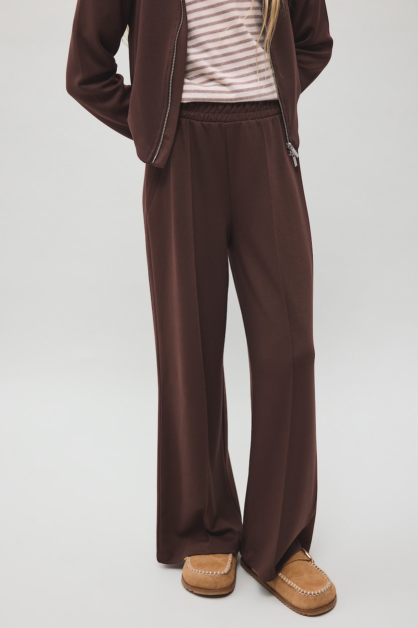 GIRLS & TEENS Brown Girl Wide Leg Modal Elastic Waist Sweatpants