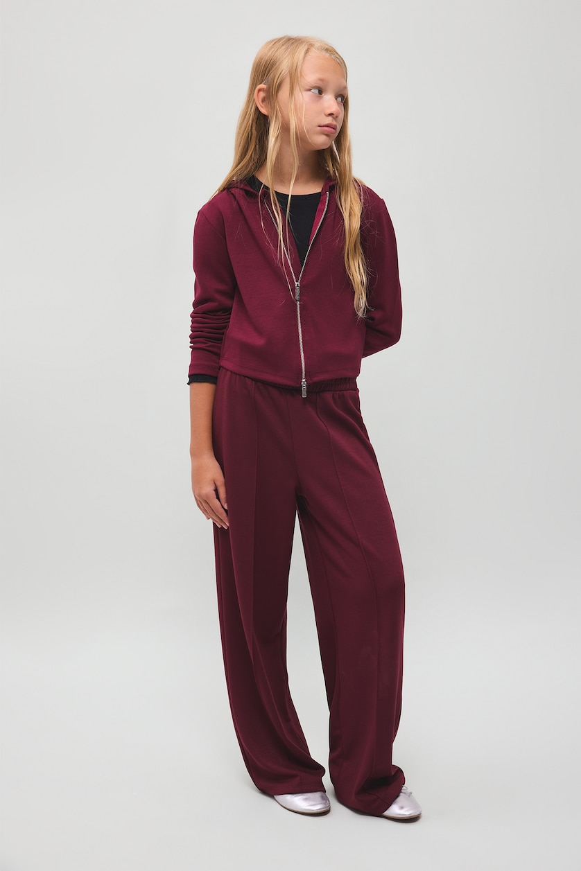 GIRLS & TEENS Bordeaux Girl Wide Leg Modal Elastic Waist Sweatpants