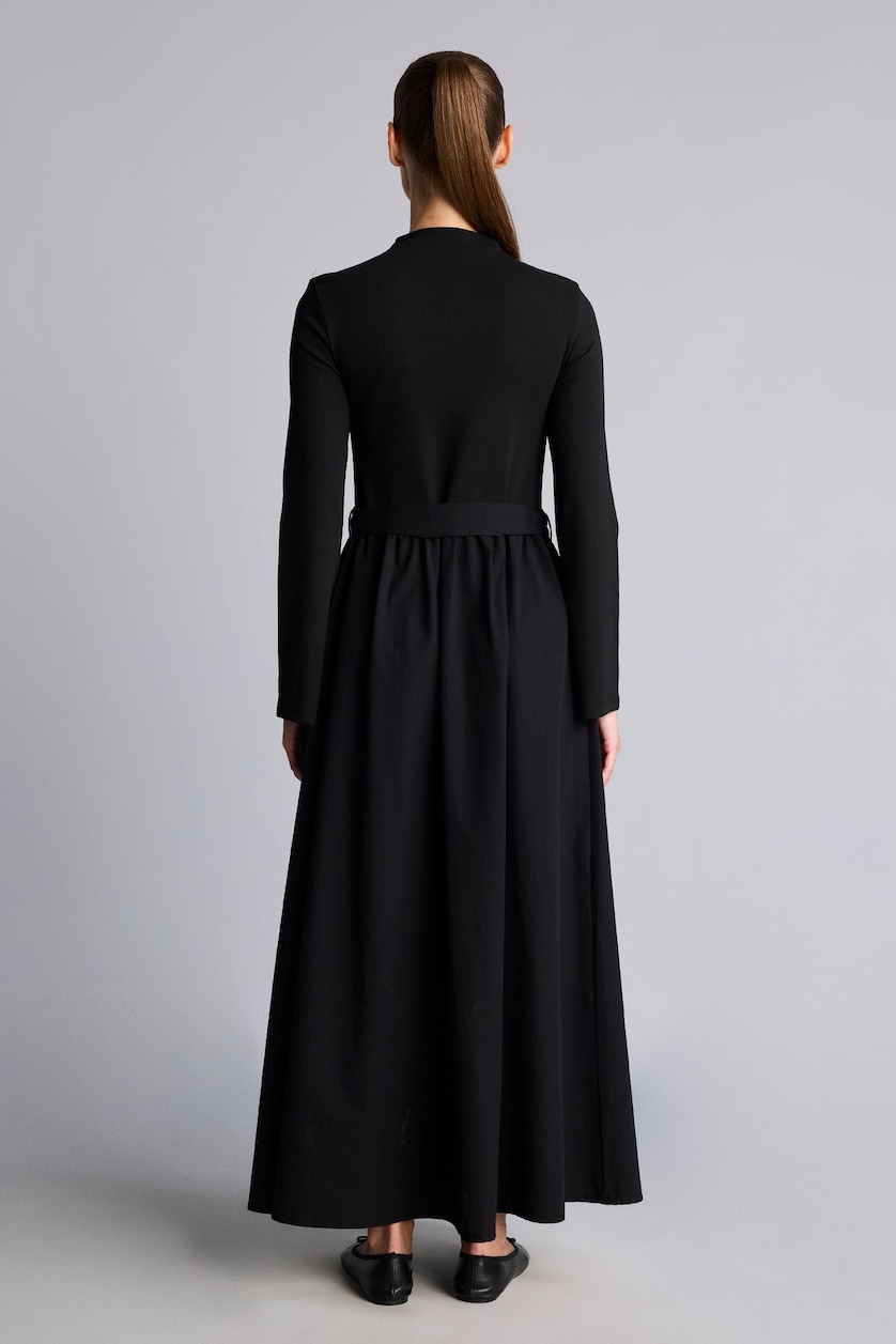 WOMAN Black Mock Neck Cotton Dress