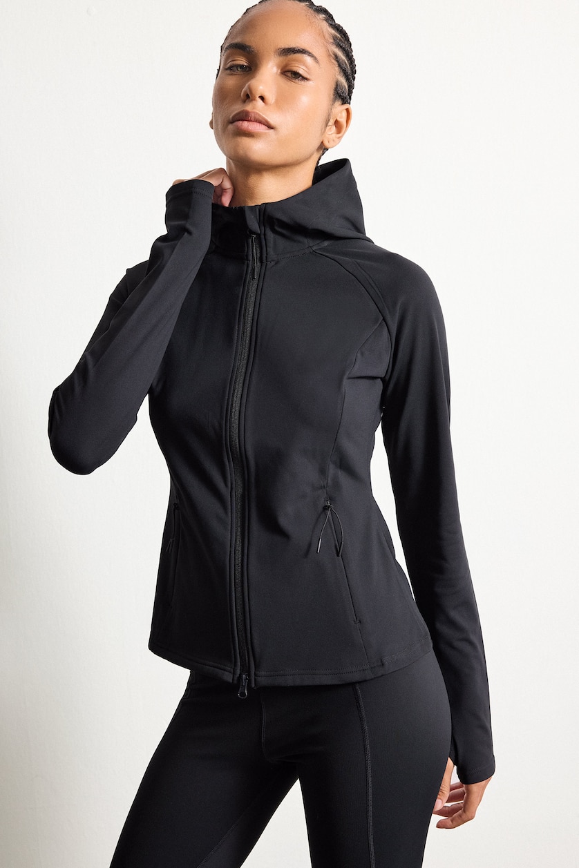 Women Black Slim Fit Hooded Soft Lining cardigan