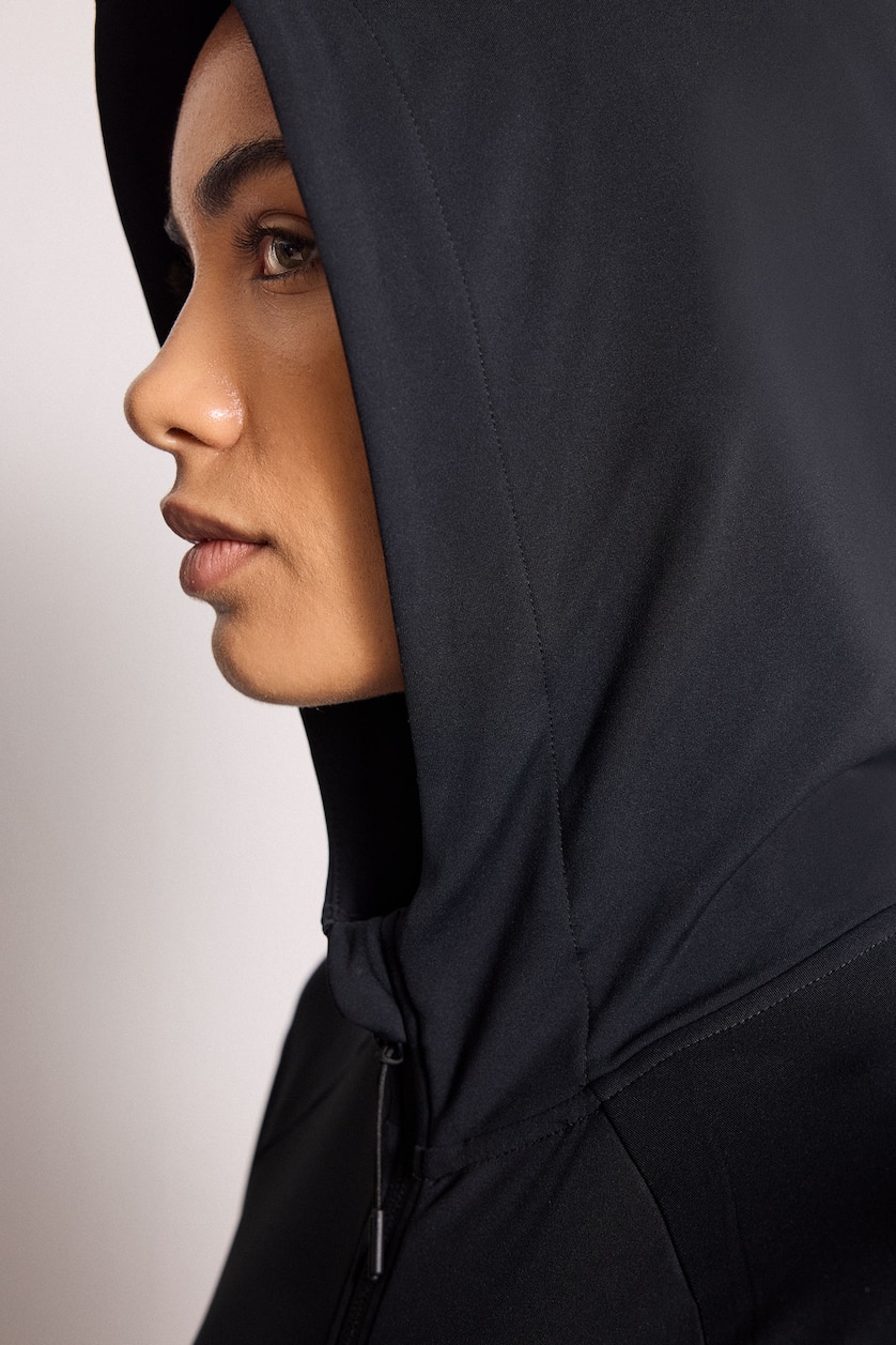 Women Black Slim Fit Hooded Soft Lining cardigan