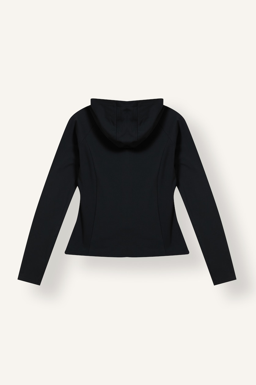 Women Black Slim Fit Hooded Soft Lining cardigan