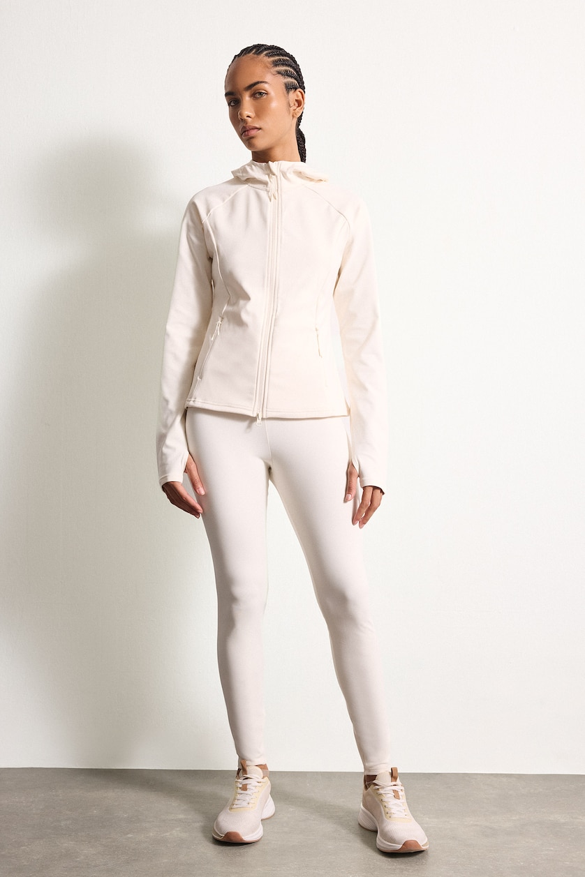 WOMAN White Slim Fit Hooded Sports Cardigan