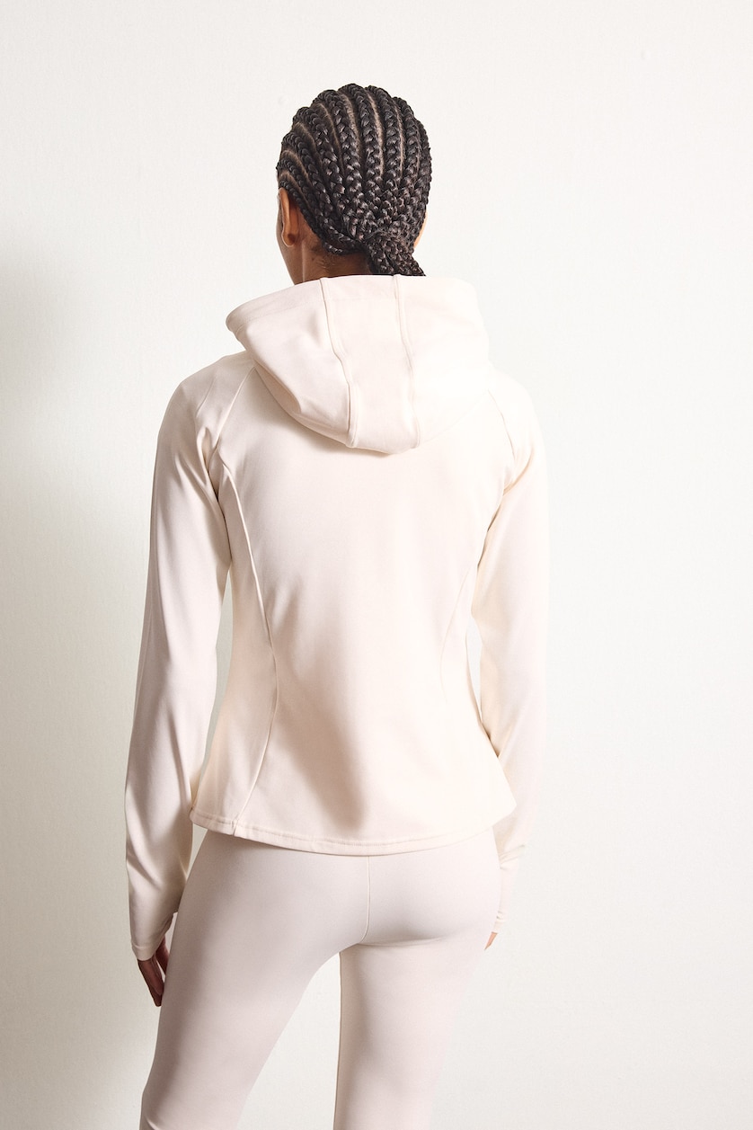 WOMAN White Slim Fit Hooded Sports Cardigan