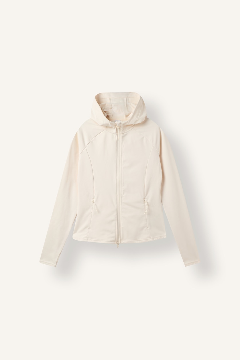 WOMAN White Slim Fit Hooded Sports Cardigan