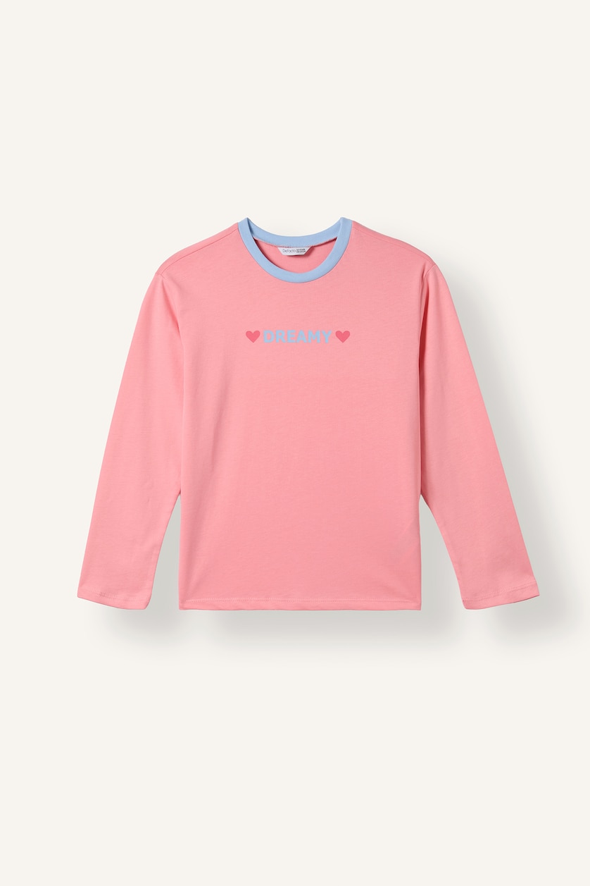 Kız Çocuk - Genç Kız Pembe 2'li Uzun Kollu Pijama Takımı Kız Çocuk