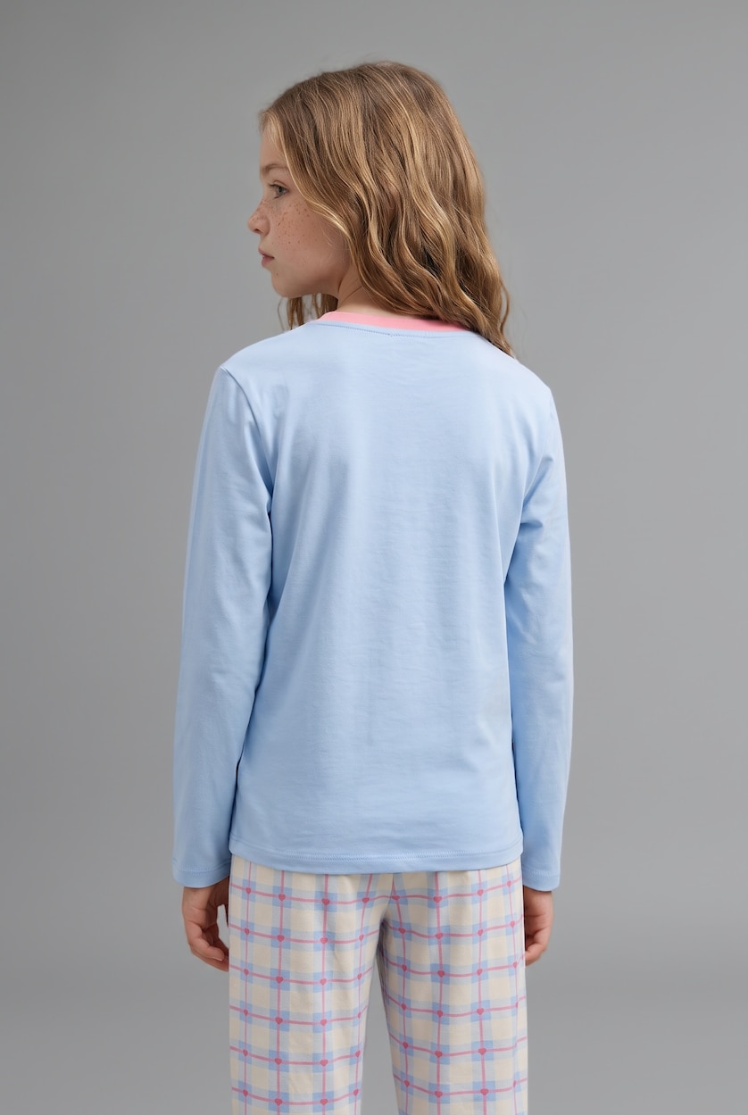 Girls & Teens Light Blue 2 piece Regular Fit Knitted Pyjamas