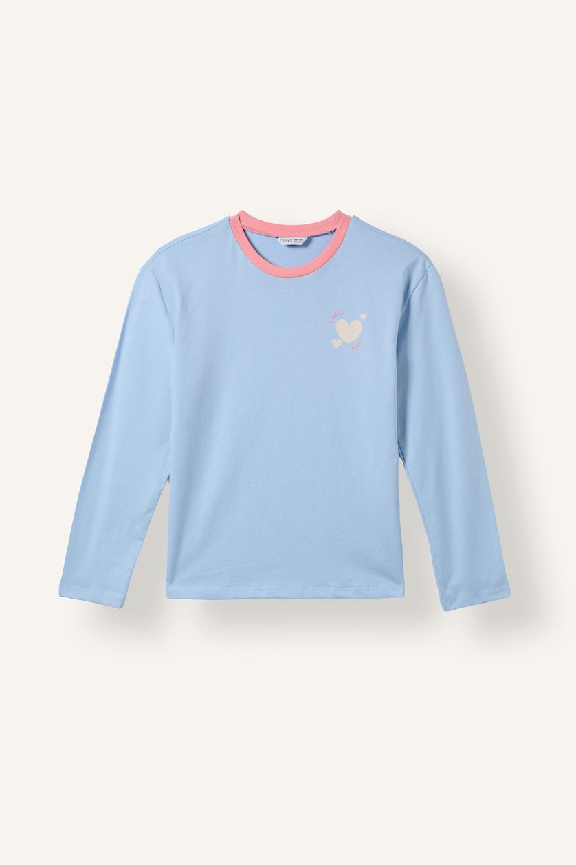 Girls & Teens Light Blue 2 piece Regular Fit Knitted Pyjamas