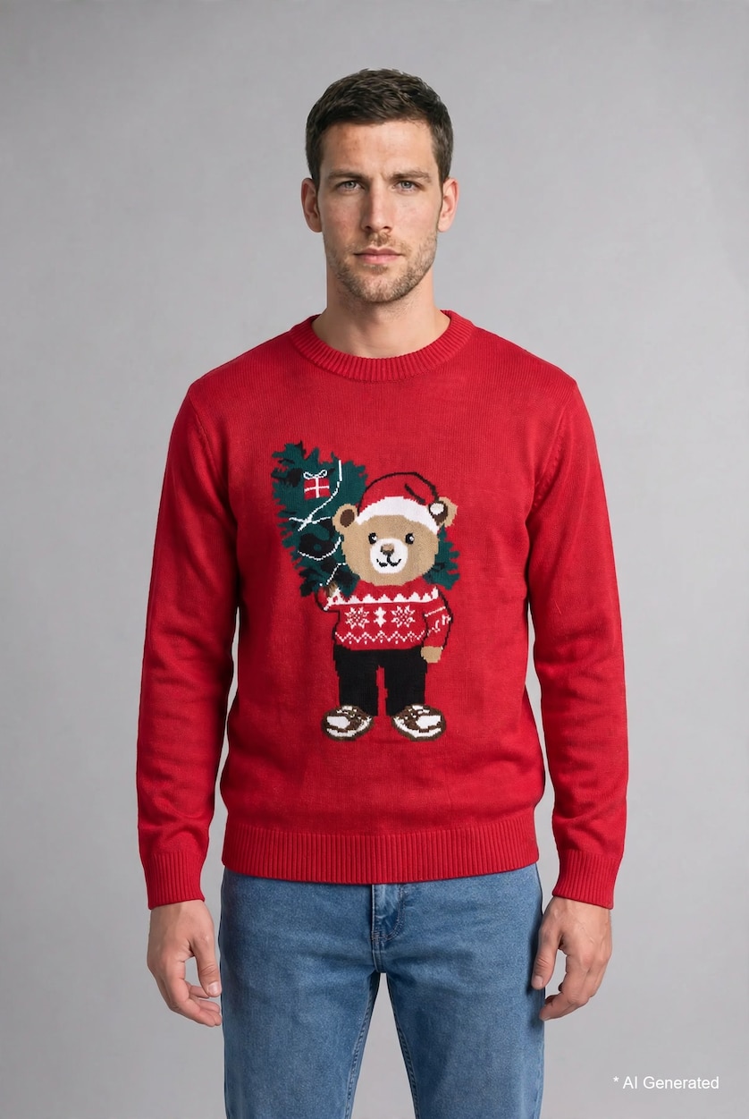 Men Red Relax Fit Knitwear Pullover