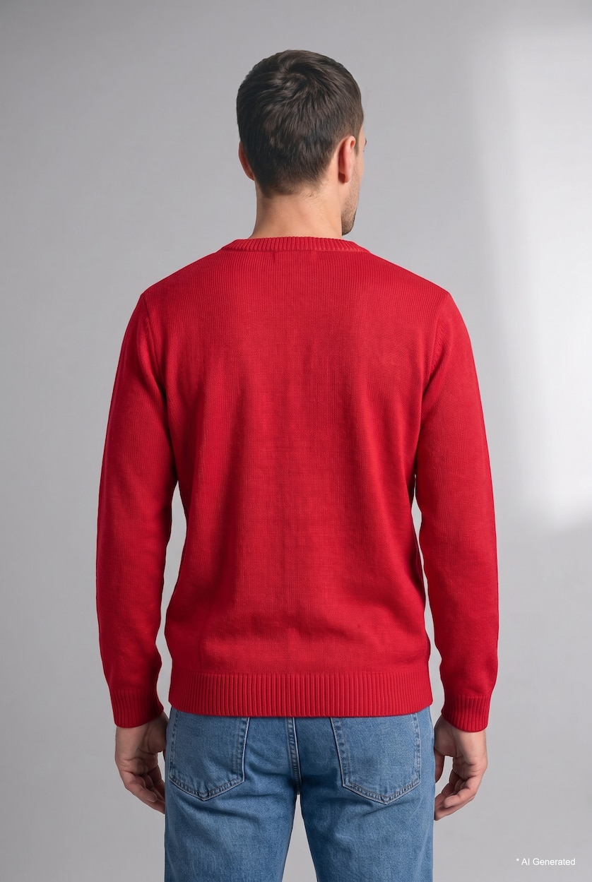 Men Red Relax Fit Knitwear Pullover