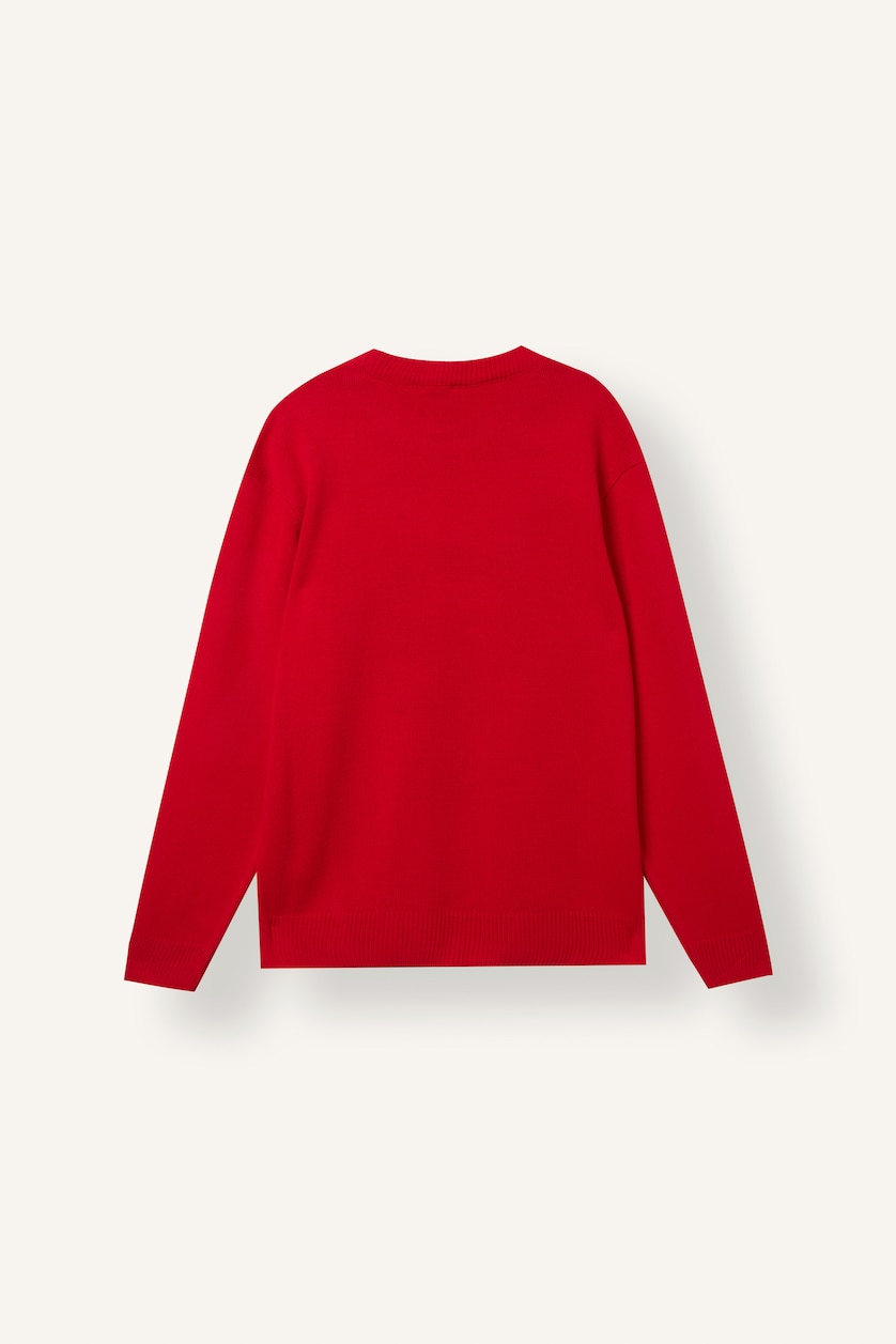 Men Red Relax Fit Knitwear Pullover