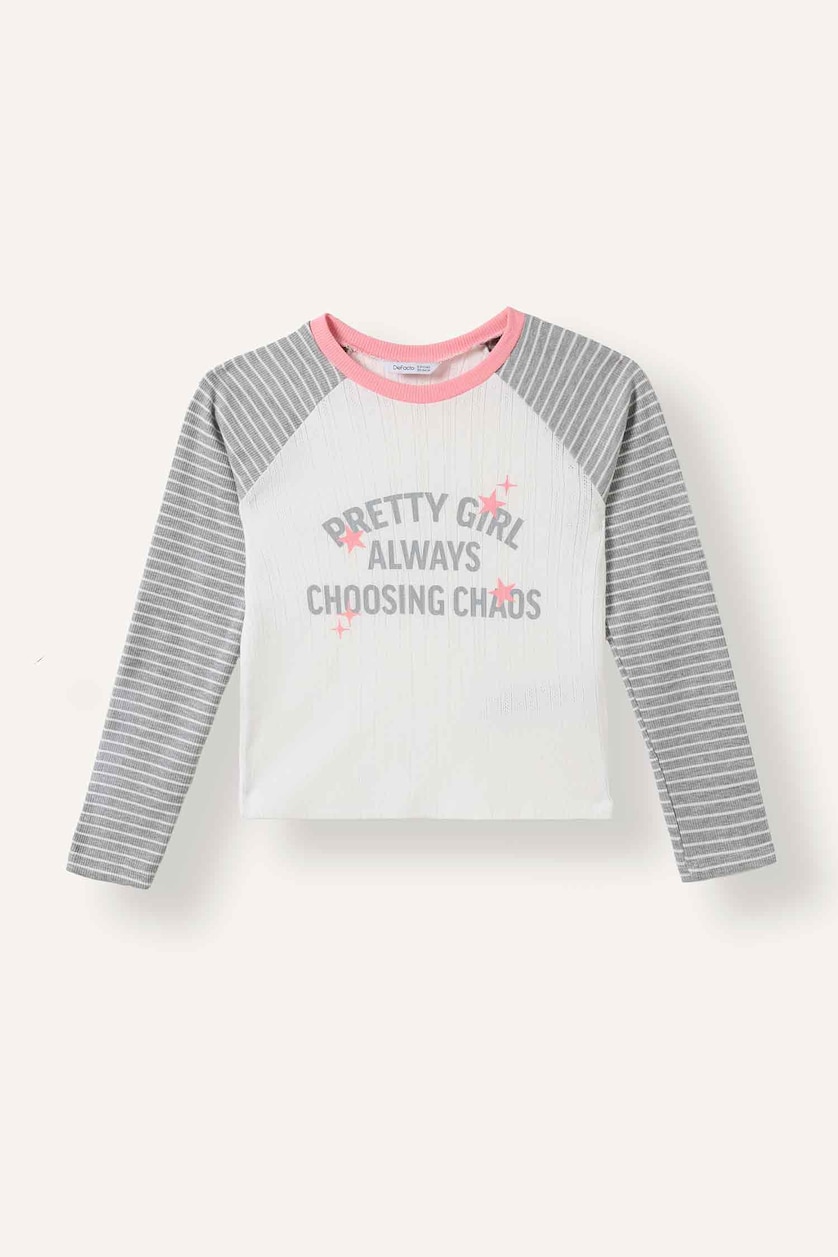 Young Girls - Teen Girls Light Grey Slogan Long Sleeve T-Shirt