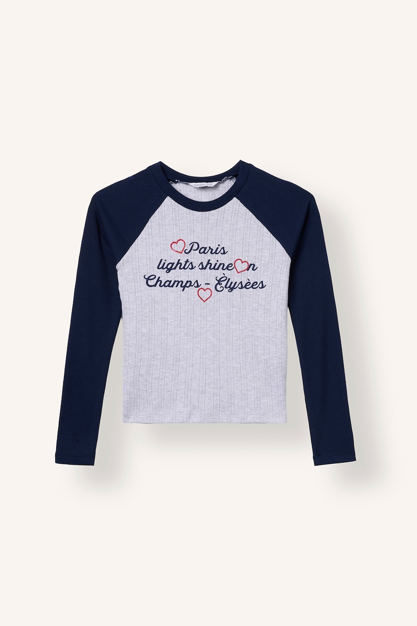 Young Girls - Teen Girls NAVY Slogan Long Sleeve T-Shirt