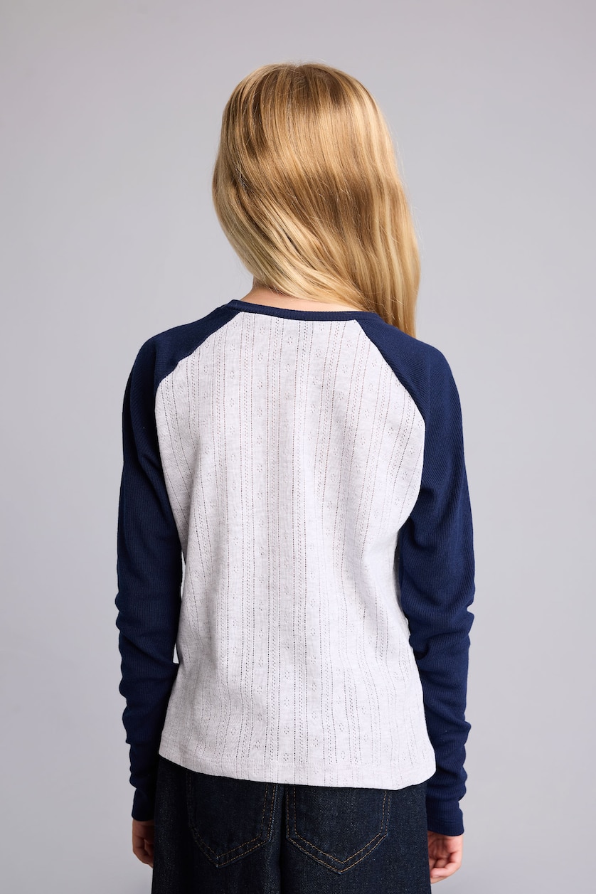 Girls & Teens NAVY تيشيرت بناتي ردن طويل بطبعة شعار