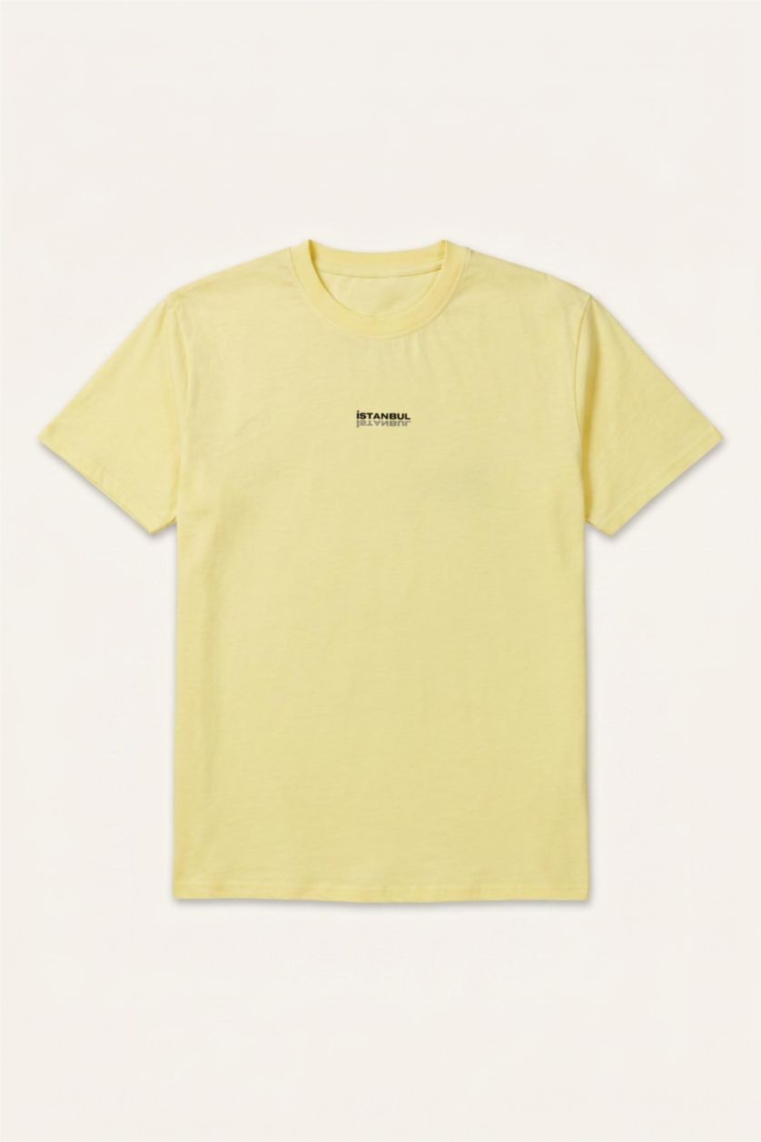 Men Light Yellow Regular Fit Short Sleeve T-Shirt