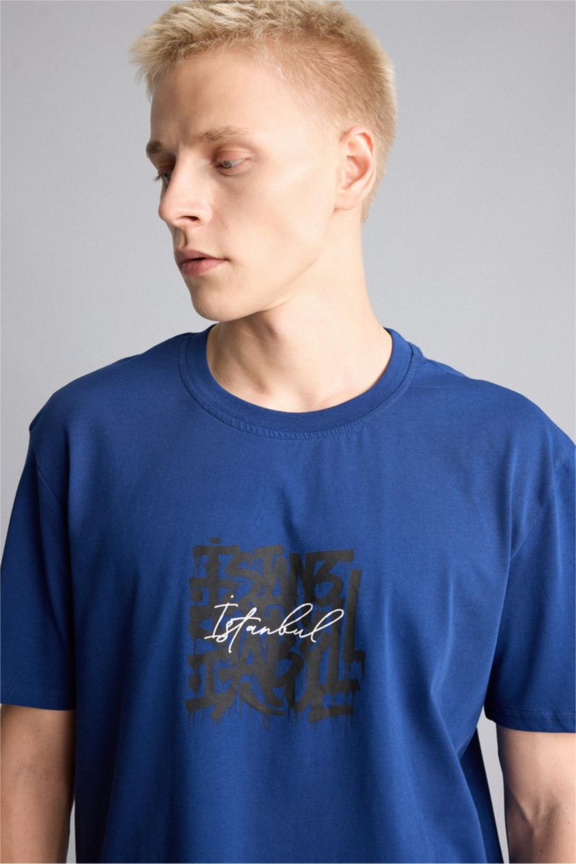 Erkek Saks Regular Fit Kısa kollu Baskılı Tişört