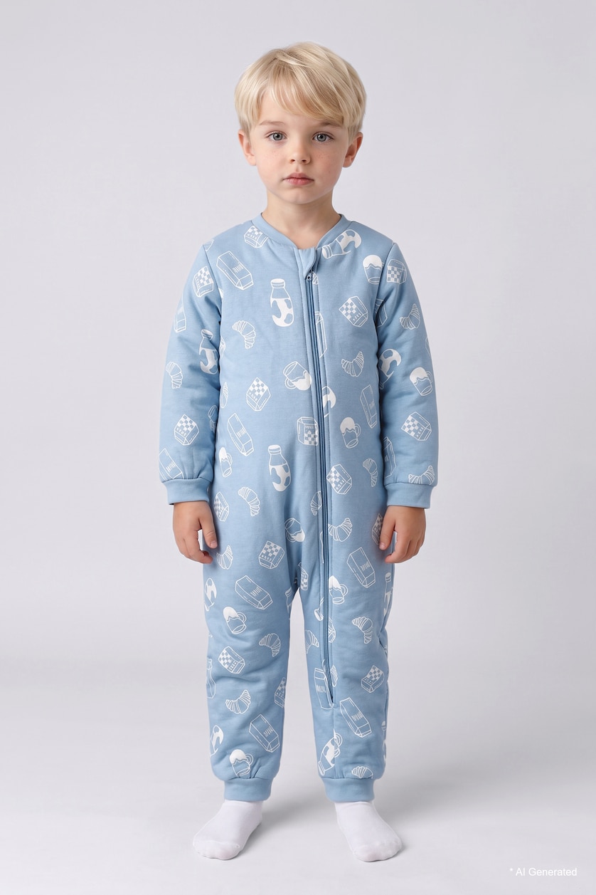 Baby Boys Light Blue Baby Boy 100% Cotton Patterned 1.6 TOG Sleeping Jumpsuit