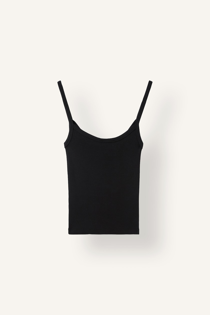 Women Black Slim Fit Camisole U Collar Tank Top