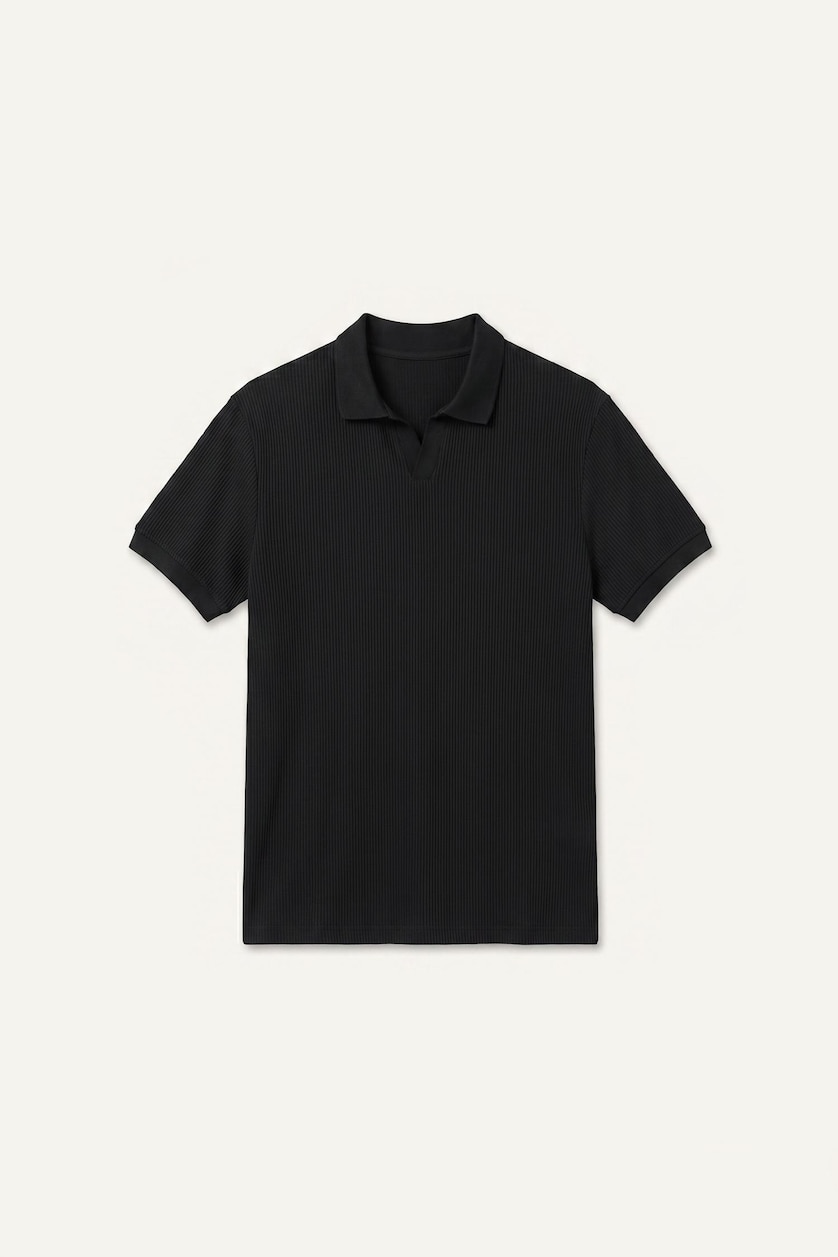 Erkek Siyah %100 Pamuk Regular Fit Polo Tişört