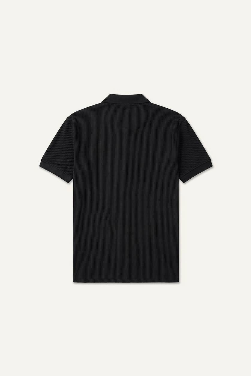 Erkek Siyah %100 Pamuk Regular Fit Polo Tişört