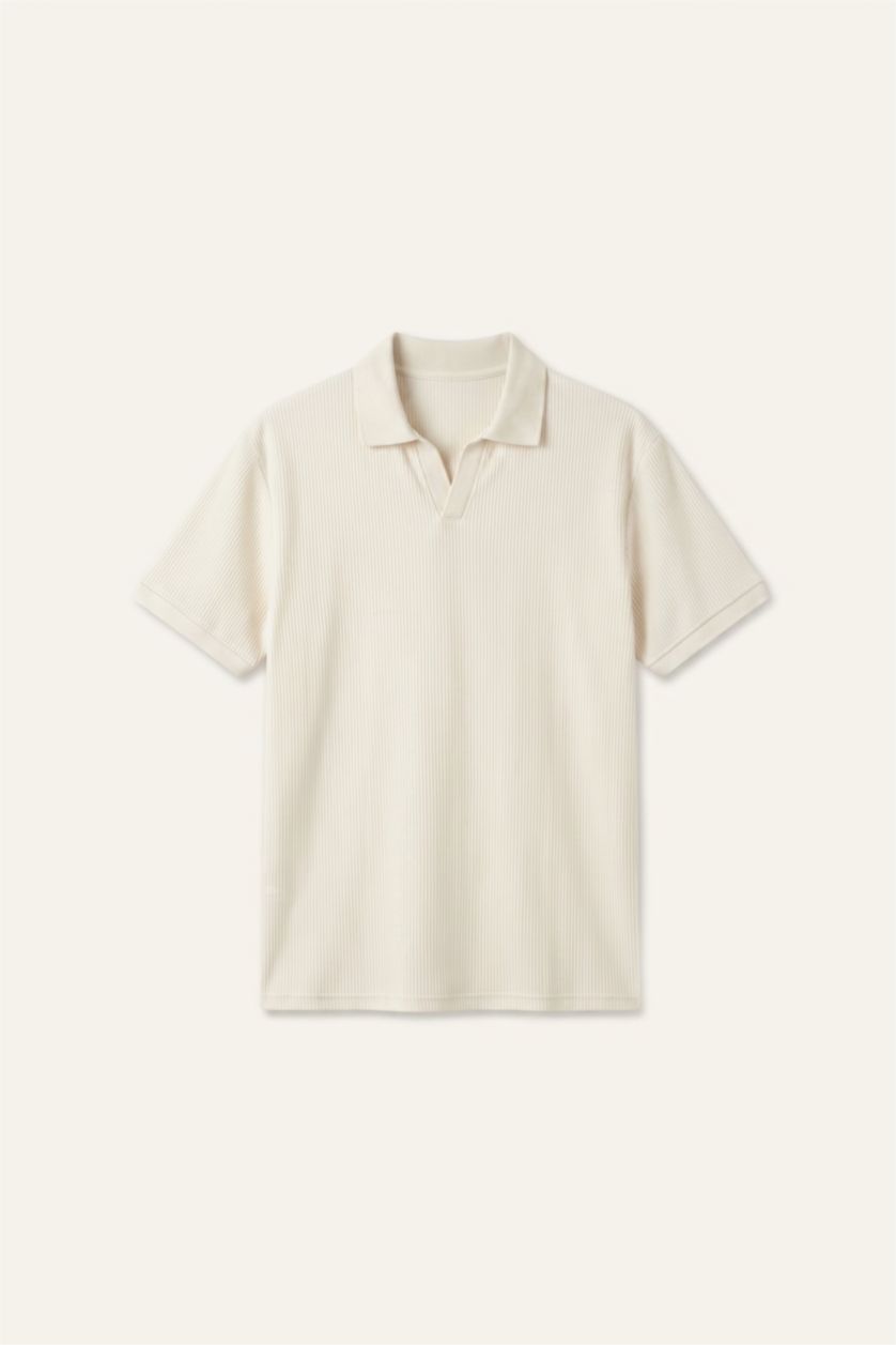 Erkek Ekru Regular Fit Polo Tişört