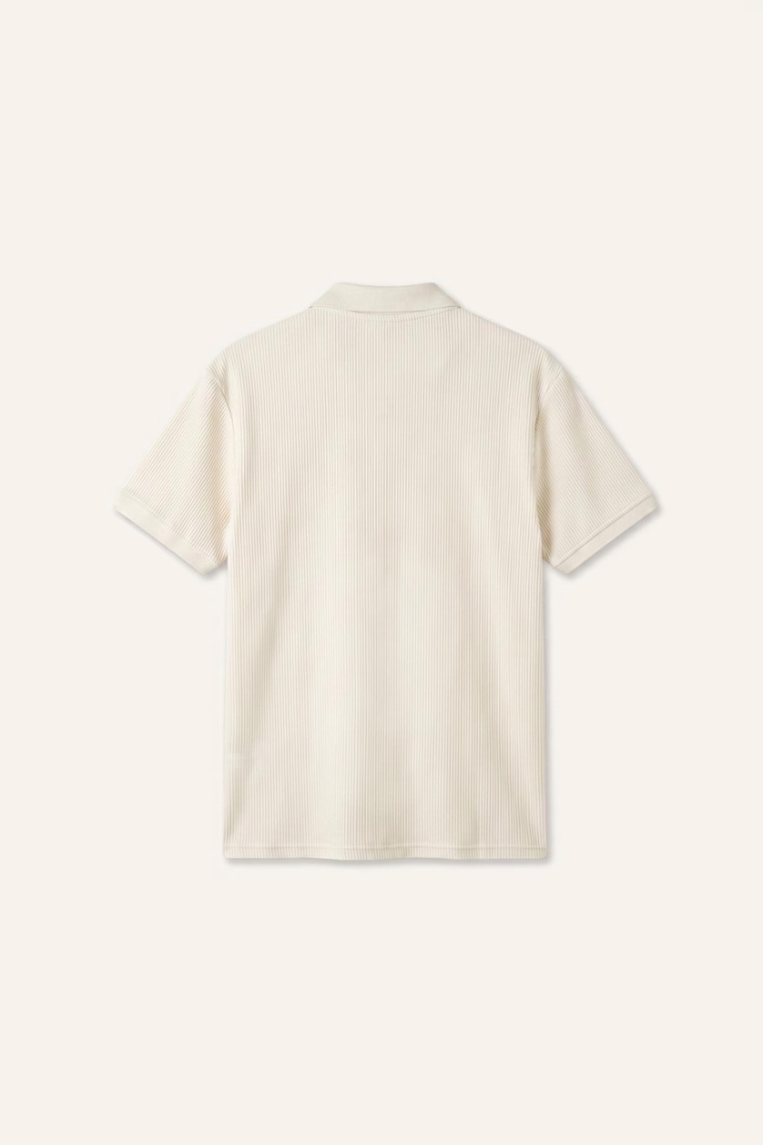 Erkek Ekru %100 Pamuk Regular Fit Polo Tişört