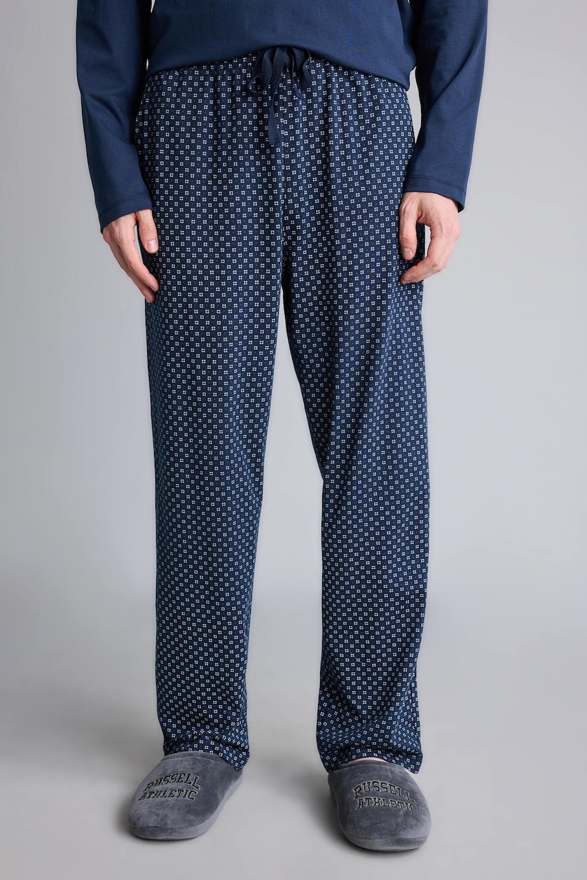 Erkek Lacivert %100 Pamuk Regular Fit Henley Yaka 2'li Pijama Takımı