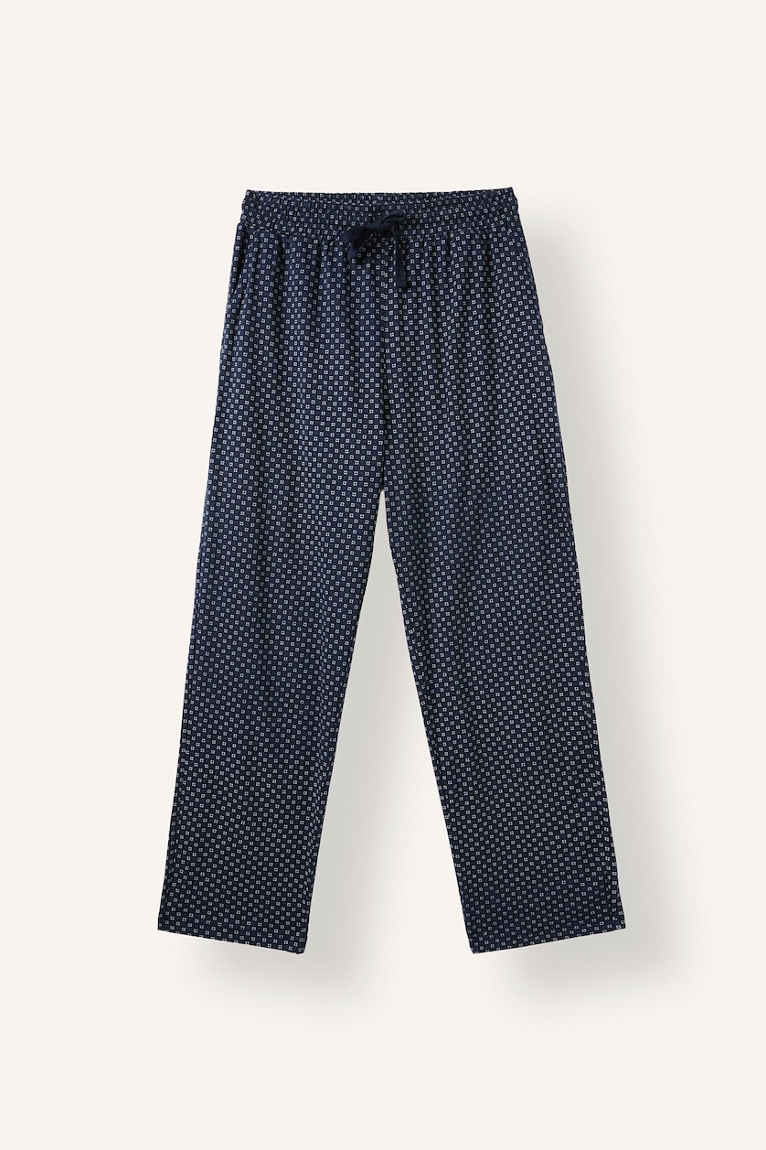 Erkek Lacivert %100 Pamuk Regular Fit Henley Yaka 2'li Pijama Takımı