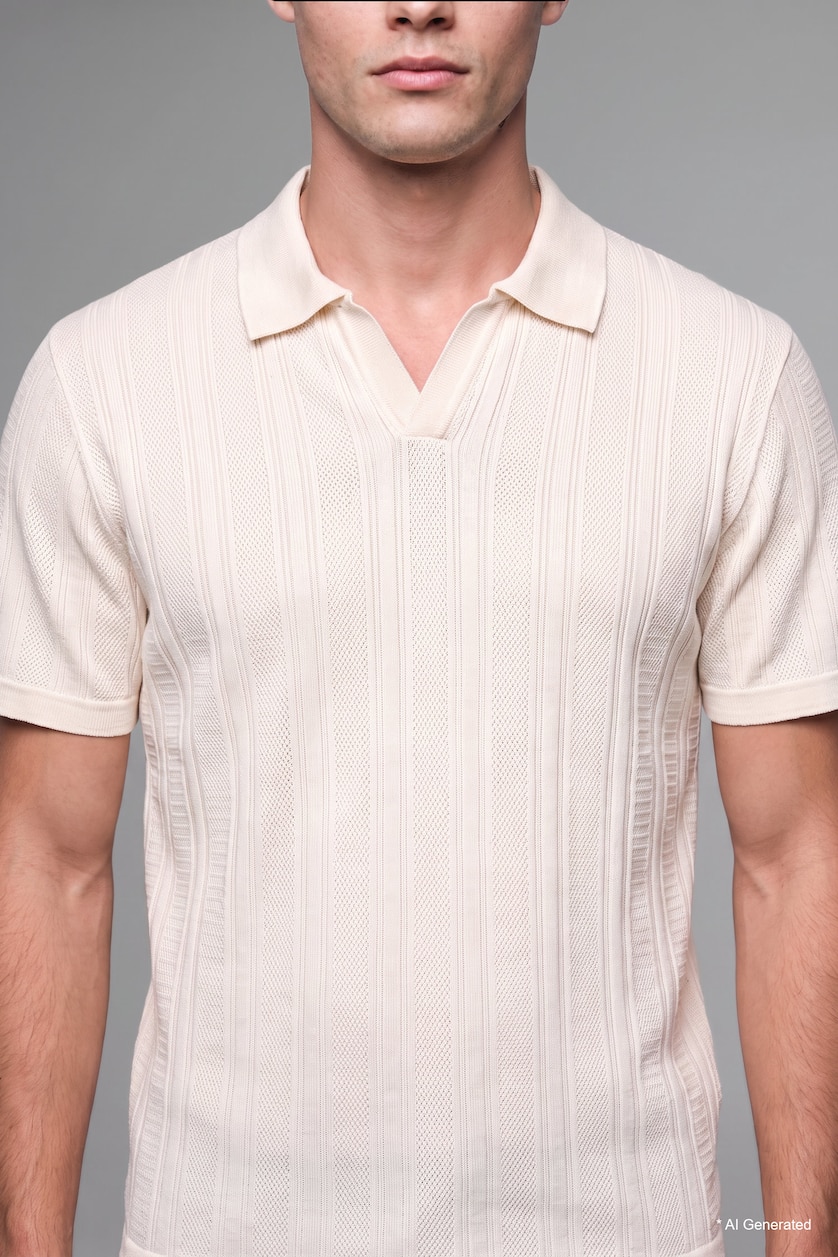 Erkek Ekru %100 Pamuk Regular Fit Polo Tişört