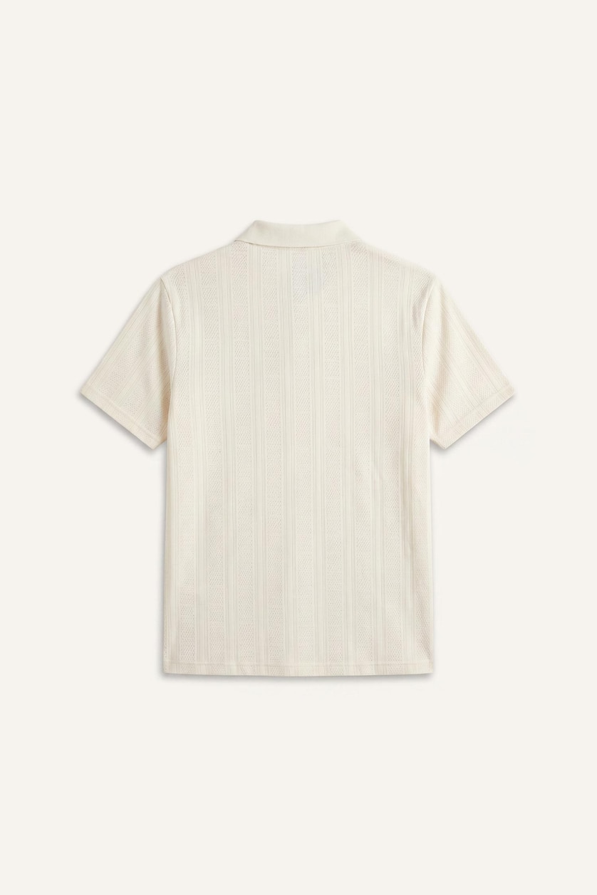 Erkek Ekru %100 Pamuk Regular Fit Polo Tişört