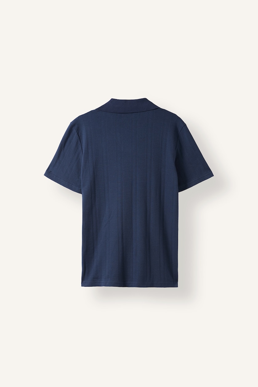 Erkek Lacivert Düğmesiz Basic Polo Tişört