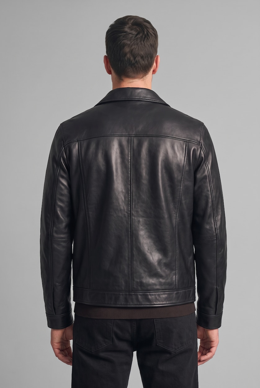 MAN Black Zipper Faux Leather Jacket